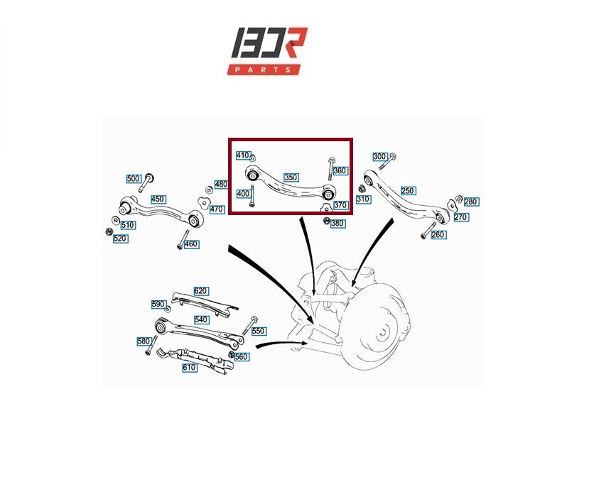 BRAÇO FRONTAL TRASEIRO ESQUERDO MERCEDES C180 W204 2007 A 2015