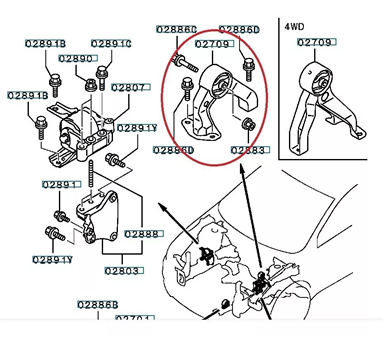 COXIM TRASEIRO DO MOTOR MITSUBISHI LANCER 2004 A 2018